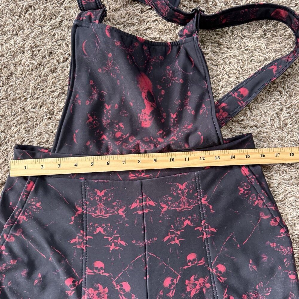 Black Milk Deaf Pretty Overalls Sz Large Skulls Whimsigoth Rockabilly Punk Red - Picture 6 of 8
